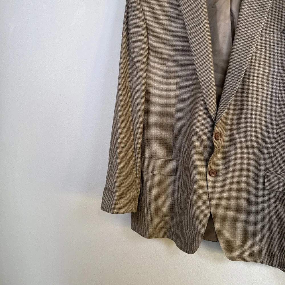 Lauren Ralph Lauren Blazer 48L‎ Plaid Patch Brown Sport Coat Suit Jacket